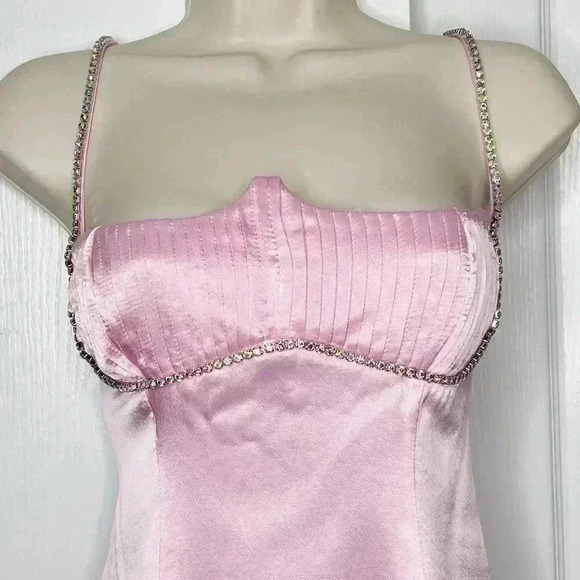 NWOT For Love & Lemons Elora Satin Strappy-Back Mini Pink Dress Size Large - Picture 6 of 12